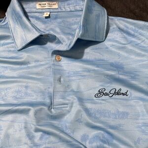Peter Millar Medium Sea Island Sky Blue Shirt Summer Comfort